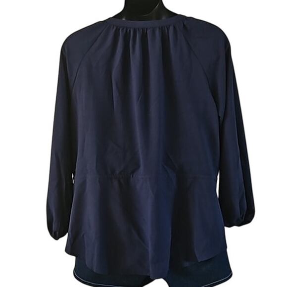 NWOT BEAUTIFUL by Lawrence Zarian Women’s Navy Peasant Blouse 1X - Picture 5 of 8
